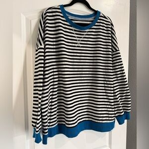 Striped Sweatshirt with Blue Accents